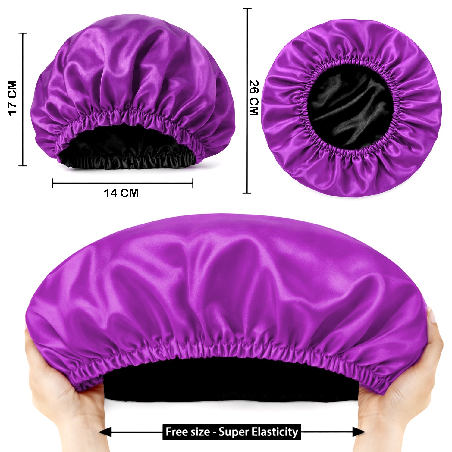 Hair Bonnet, Double Layer Satin Design, Anti-Frizz Sleeping Cap, Clean Care
