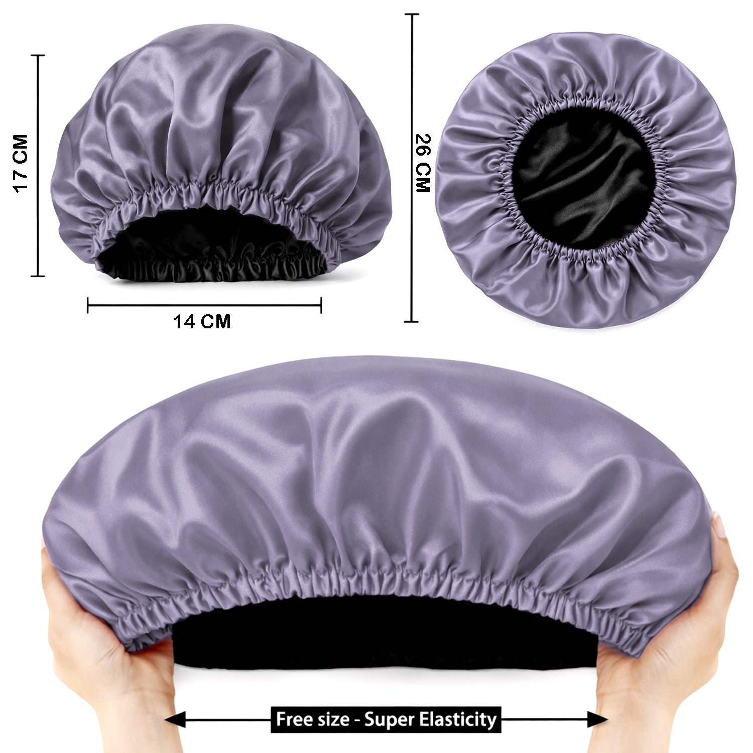 Hair Bonnet, Double Layer Satin Design, Anti-Frizz Sleeping Cap, Clean Care
