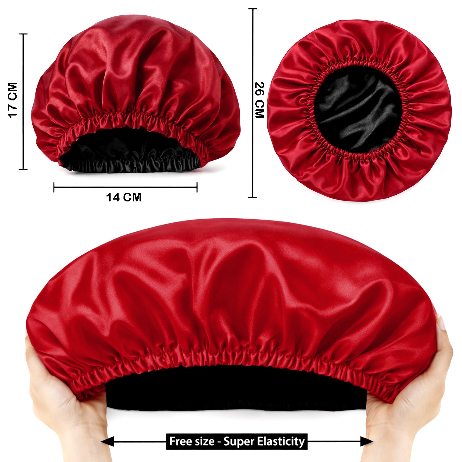 Hair Bonnet, Double Layer Satin Design, Anti-Frizz Sleeping Cap, Clean Care