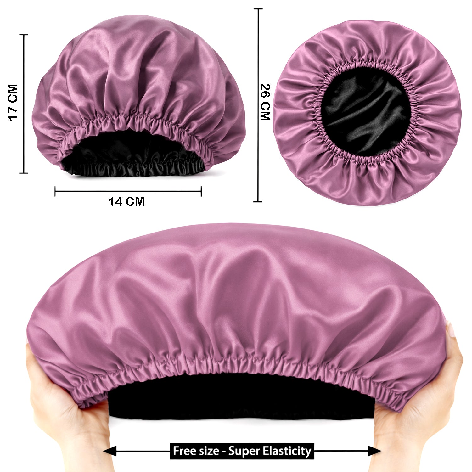 Hair Bonnet, Double Layer Satin Design, Anti-Frizz Sleeping Cap, Clean Care