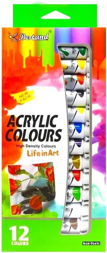 Acrylic Paint Set, Acrylic Colours, Set Of 12 Colors Tubes, Model NO.A1212N