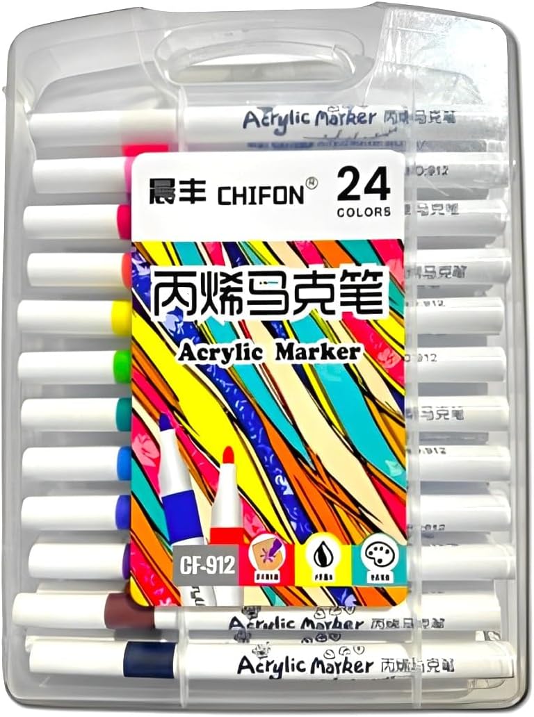Acrylic Marker Pens Set, Chifon, Pens For Writing & Drawing On, Model CF-912