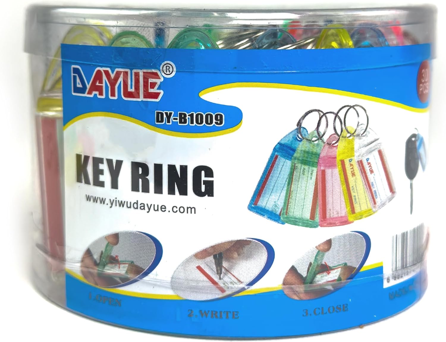 Labels, Key Rings, Set Of 30 Plastic Keychain Split Rings, Model DY-B1009