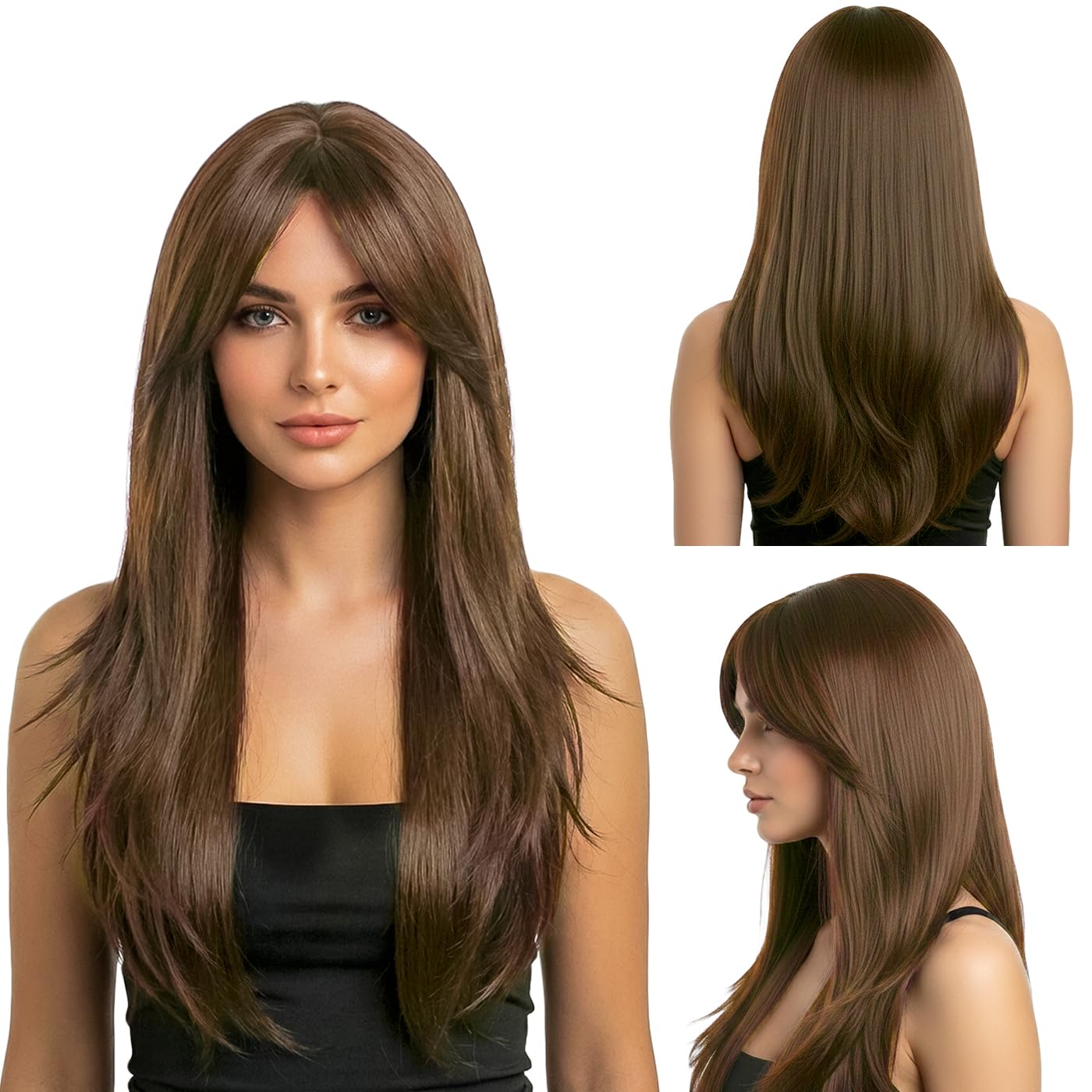 Natural Look Hair Wig, 60 CM Length, Breathable Cap Design, Model JW56