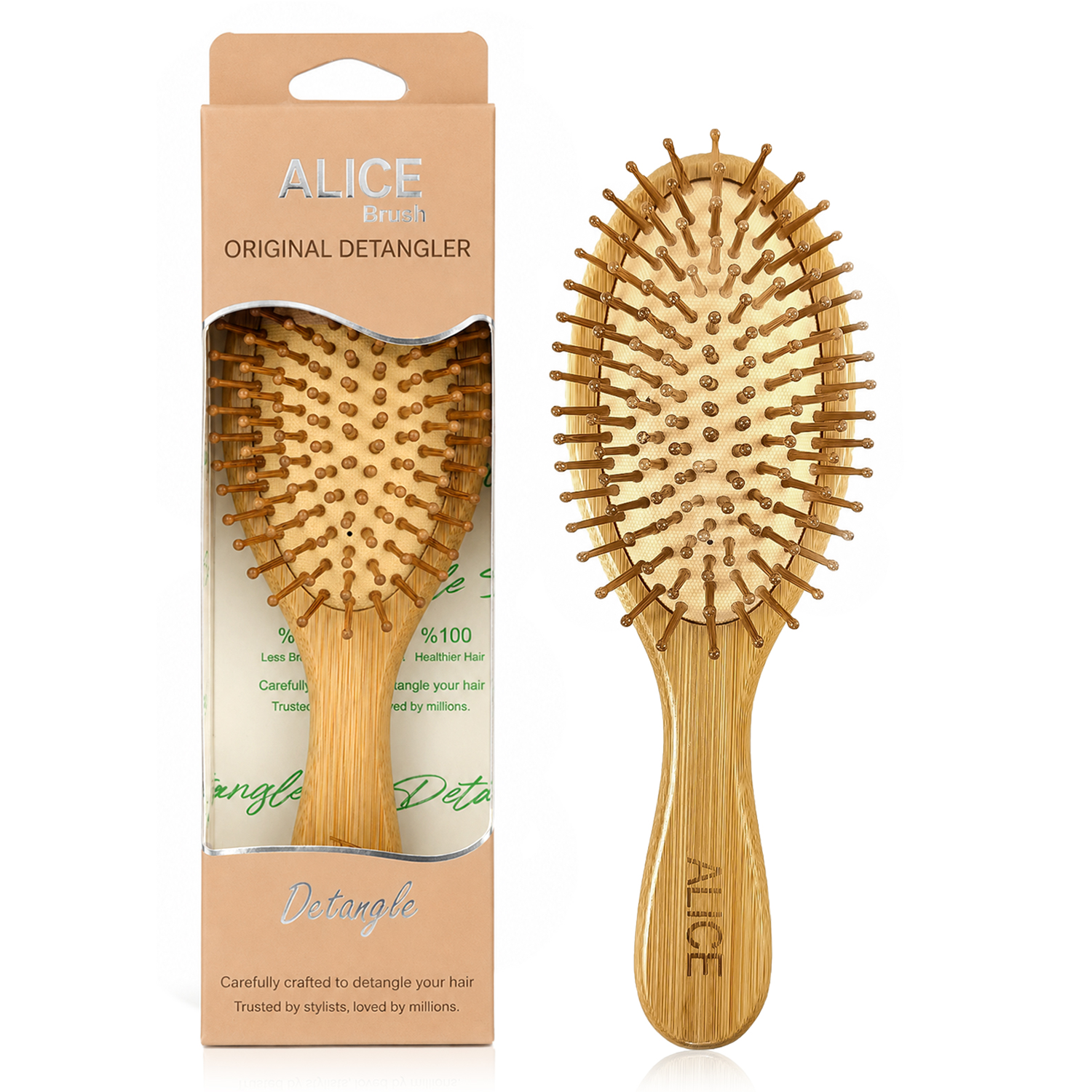 Detangling Hair Brush, Original Detangler, Wood Brush with Practical Design