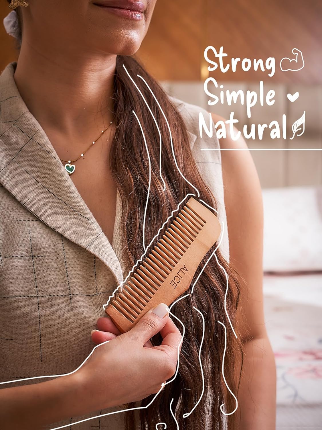 Hair Comb, Made from Natural Wood - Anti-Frizz for Clean Daily Care at Home
