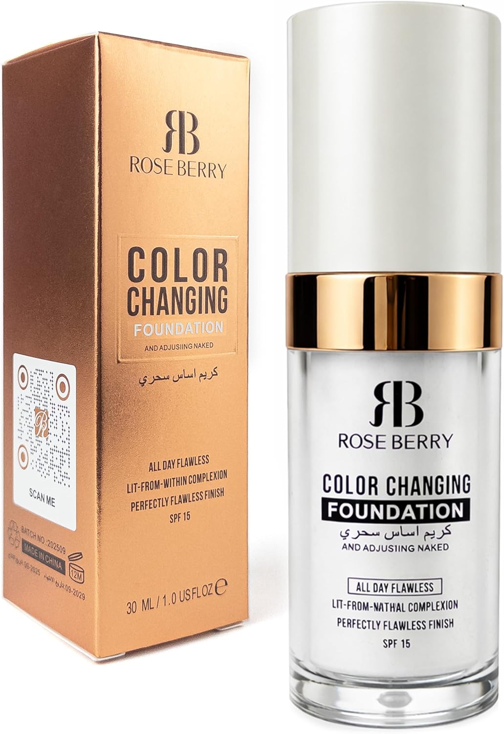 Liquid Foundation Makeup Base, Color Changing, All Day, Model RB-FM00010