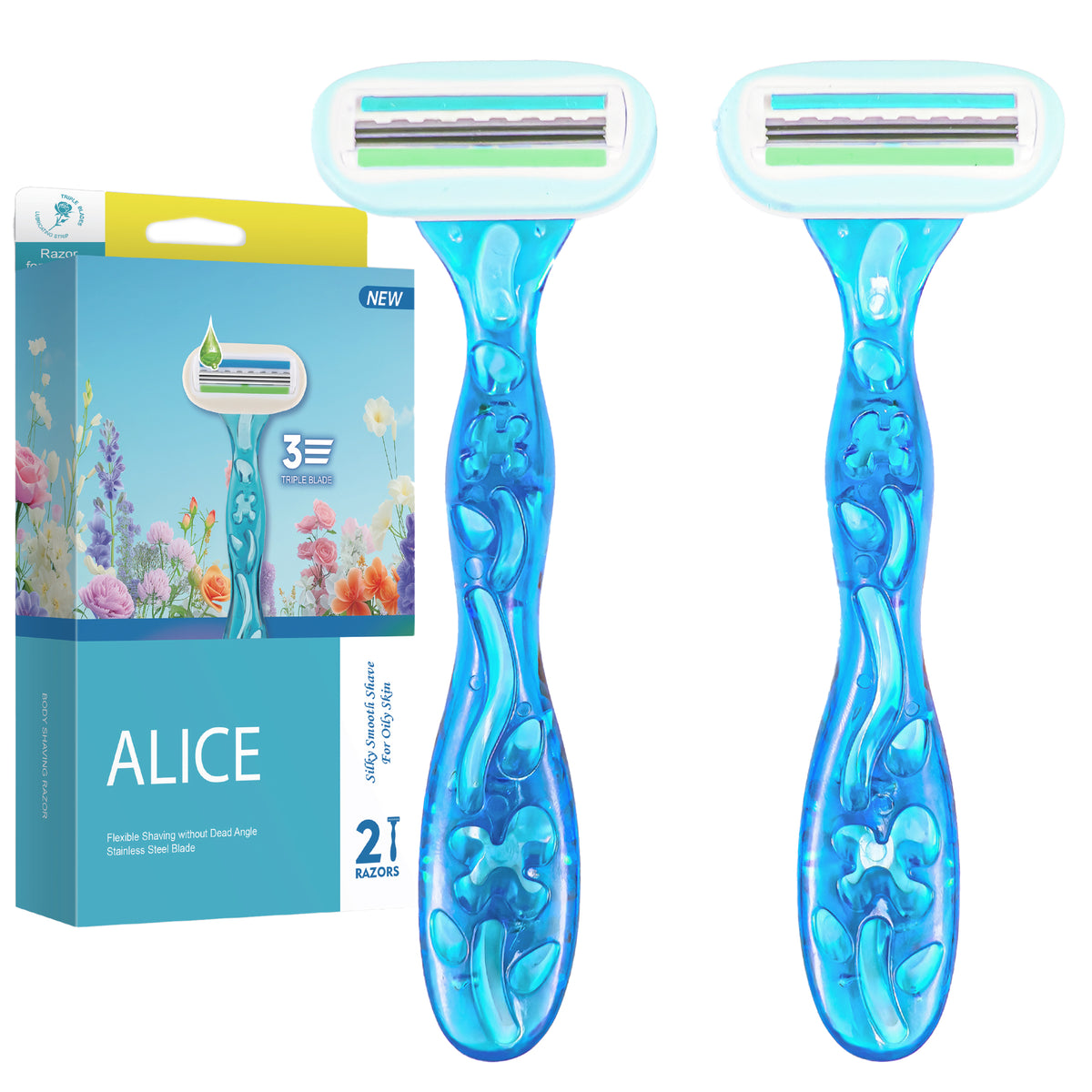 Hair Removal Razor, Triple Stainless Steel Blades, Flexible Head, Clean Kit