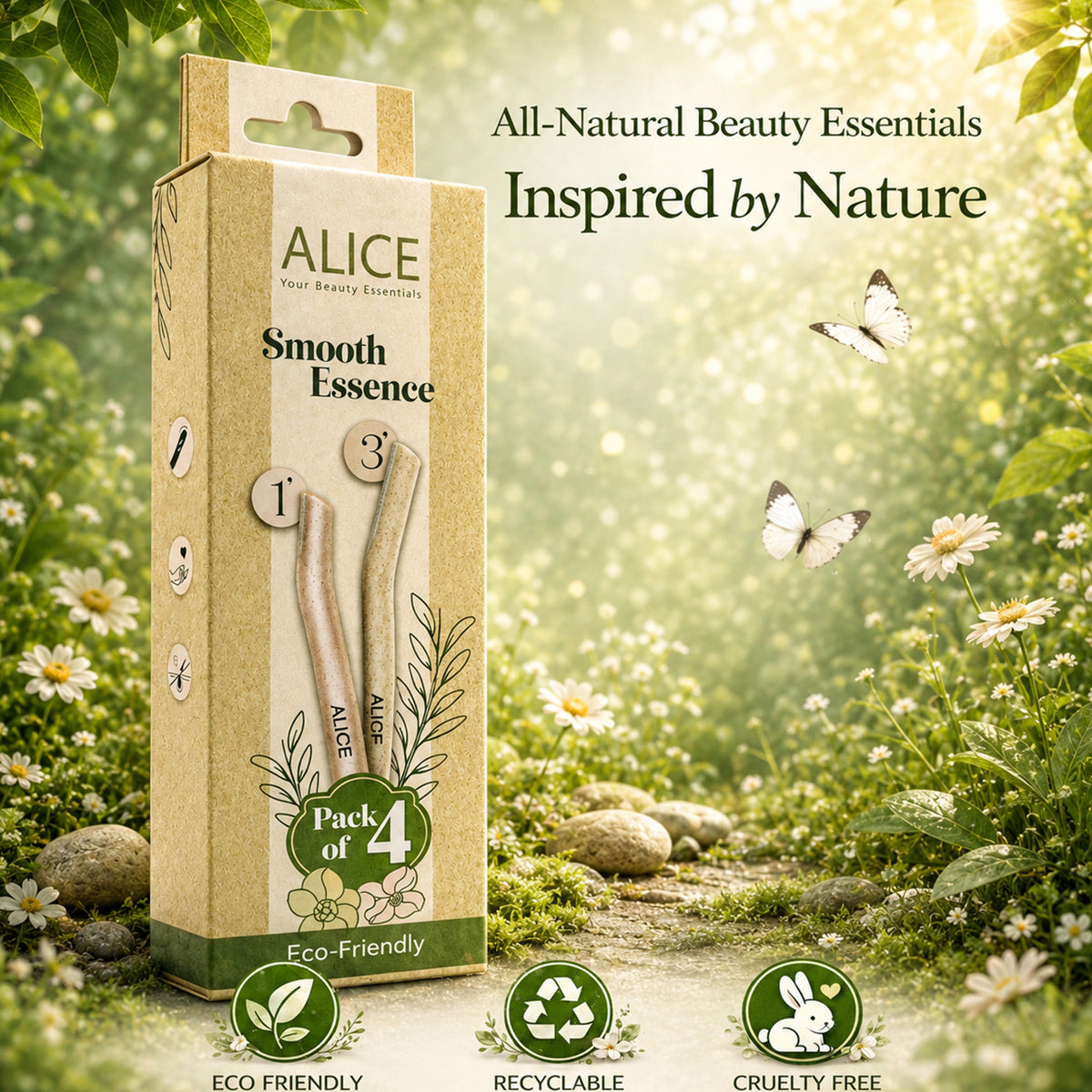 Hair Removal Razor, Pack Of 4, Smooth Essence, Precise Blades for Clean Kit