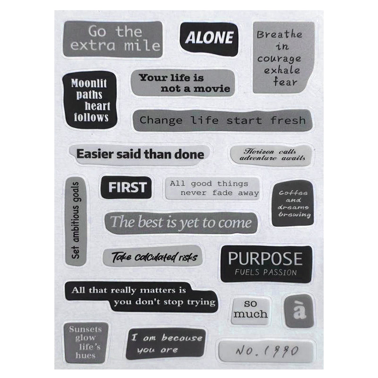 Stickers, Quotes, Set Of 6 Sheets, Printed Waterproof with Practical Design