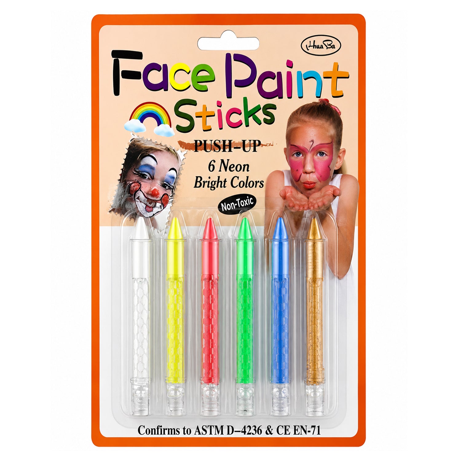 Face Paint Sticks, Neon Bright Colors, Halloween Makeup Set For, Clean Care