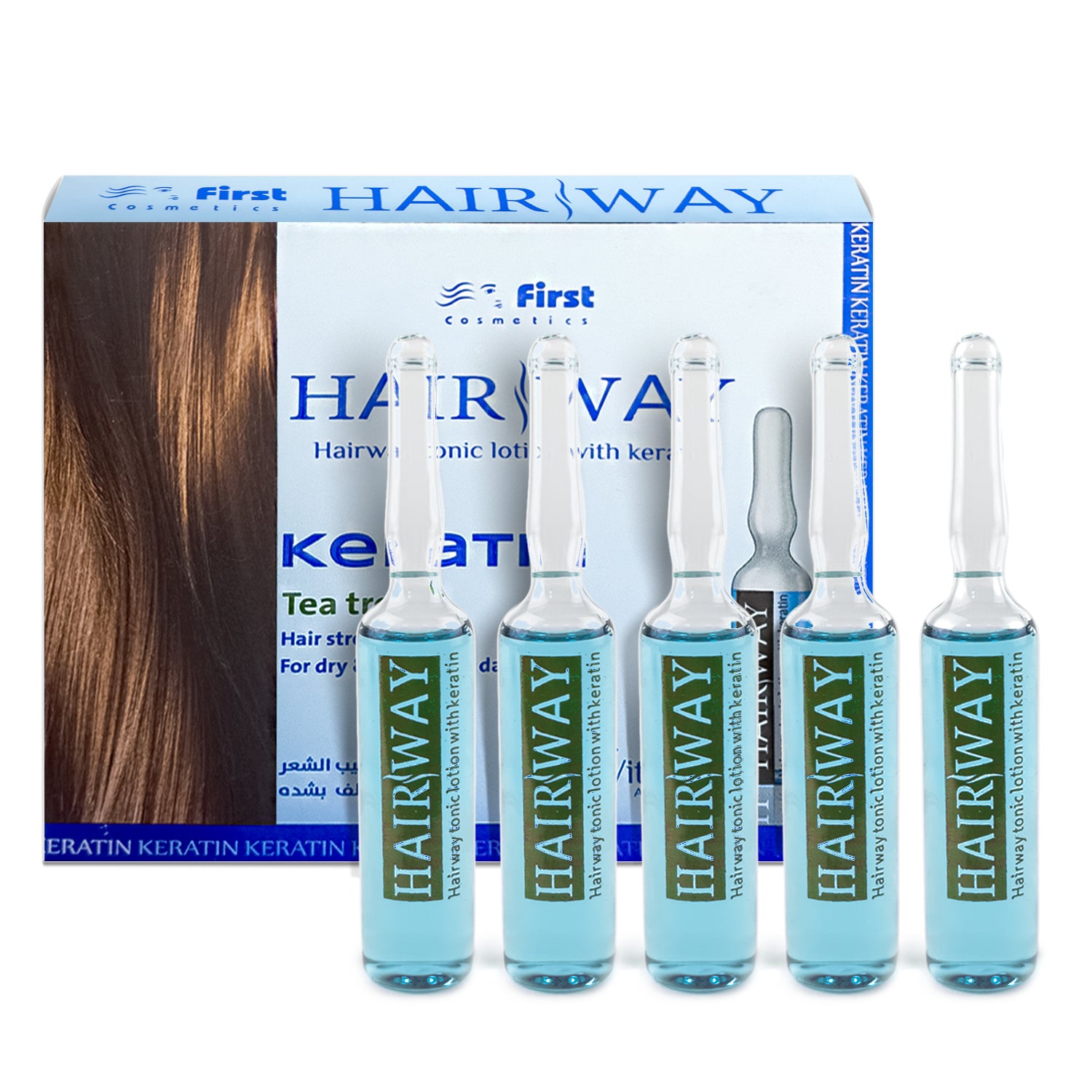 Hair Way, Hair Treatment Ampoules, Tonic Lotion With Keratin, Set Of 5 Ampoules