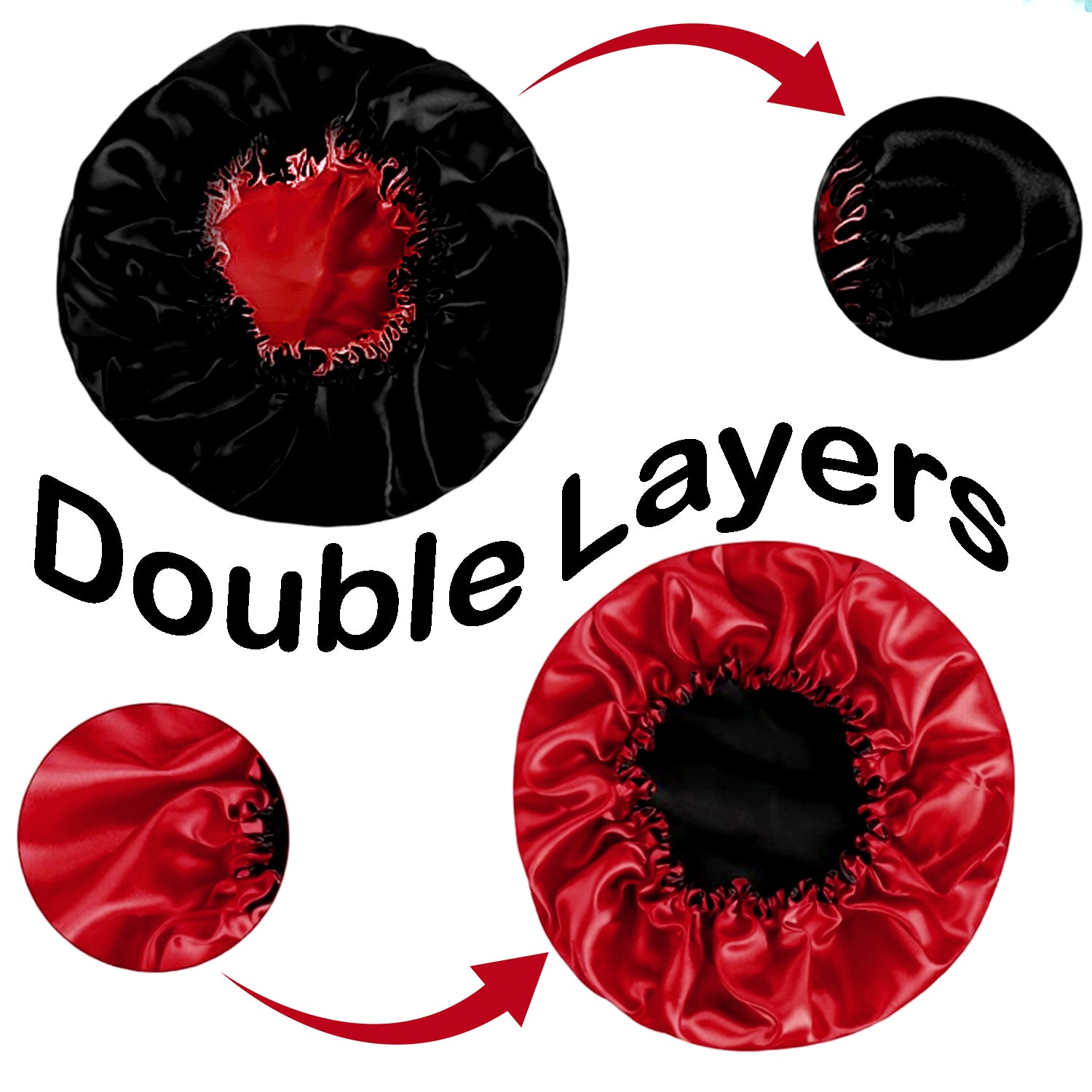 Hair Bonnet, Double Layer Satin Design, Anti-Frizz Sleeping Cap, Clean Care