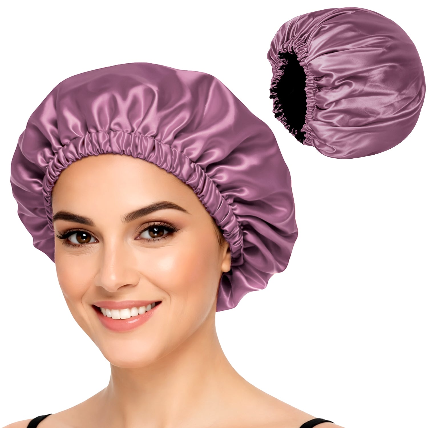 Hair Bonnet, Double Layer Satin Design, Anti-Frizz Sleeping Cap, Clean Care