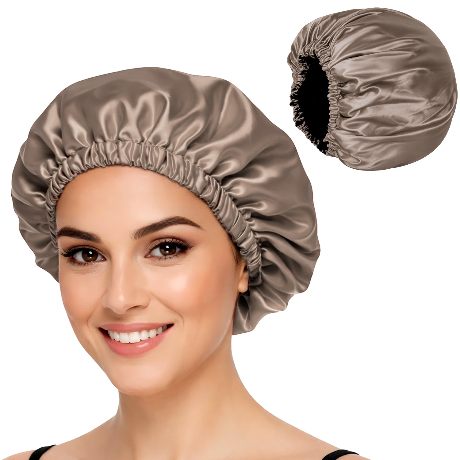 Hair Bonnet, Double Layer Satin Design, Anti-Frizz Sleeping Cap, Clean Care