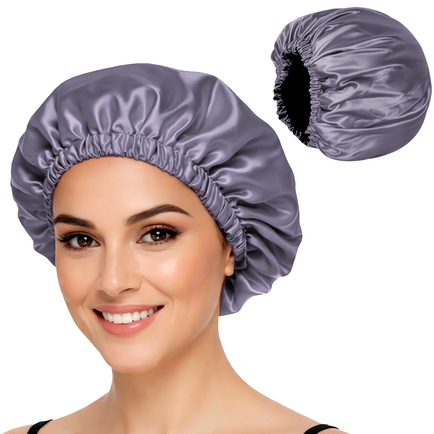 Hair Bonnet, Double Layer Satin Design, Anti-Frizz Sleeping Cap, Clean Care