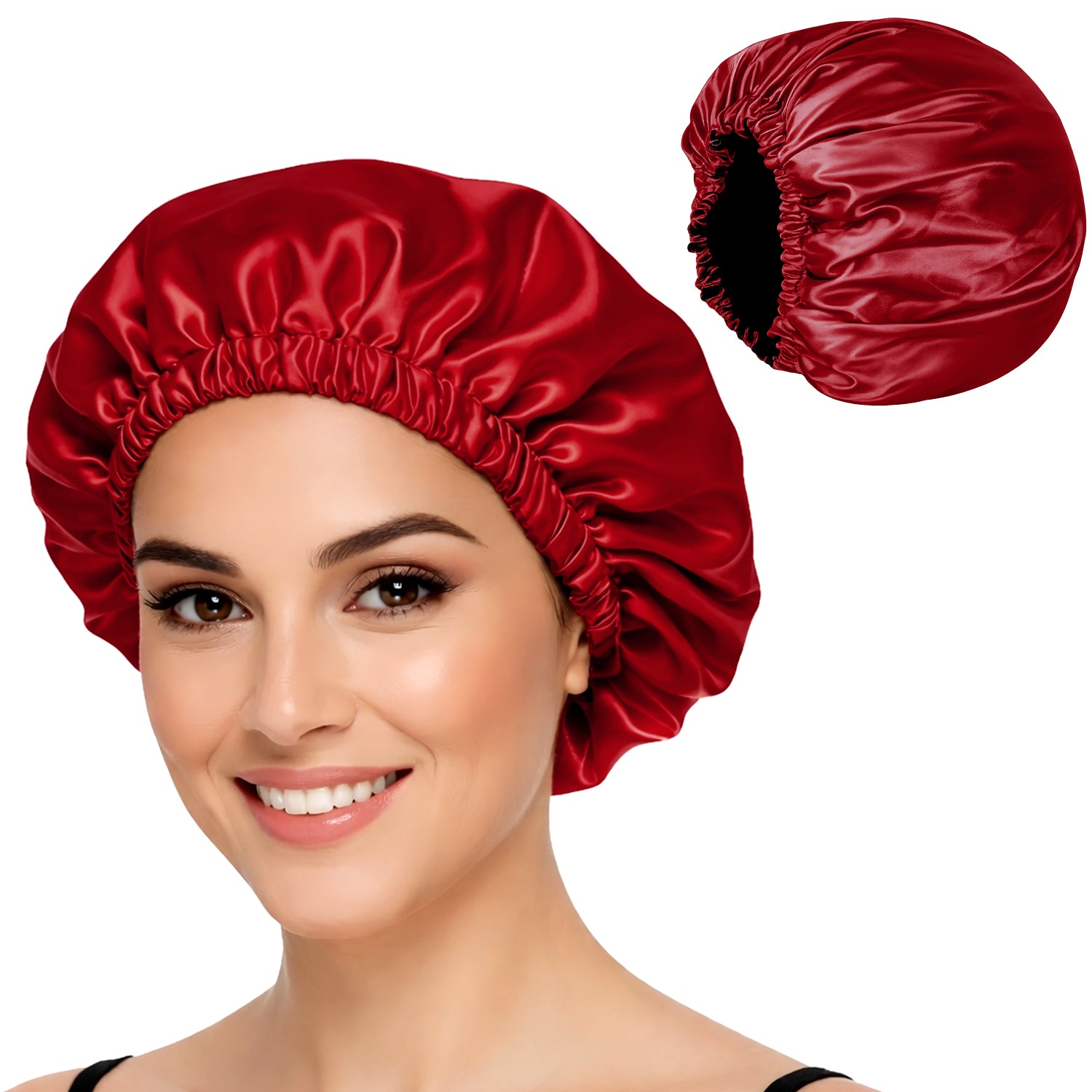 Hair Bonnet, Double Layer Satin Design, Anti-Frizz Sleeping Cap, Clean Care