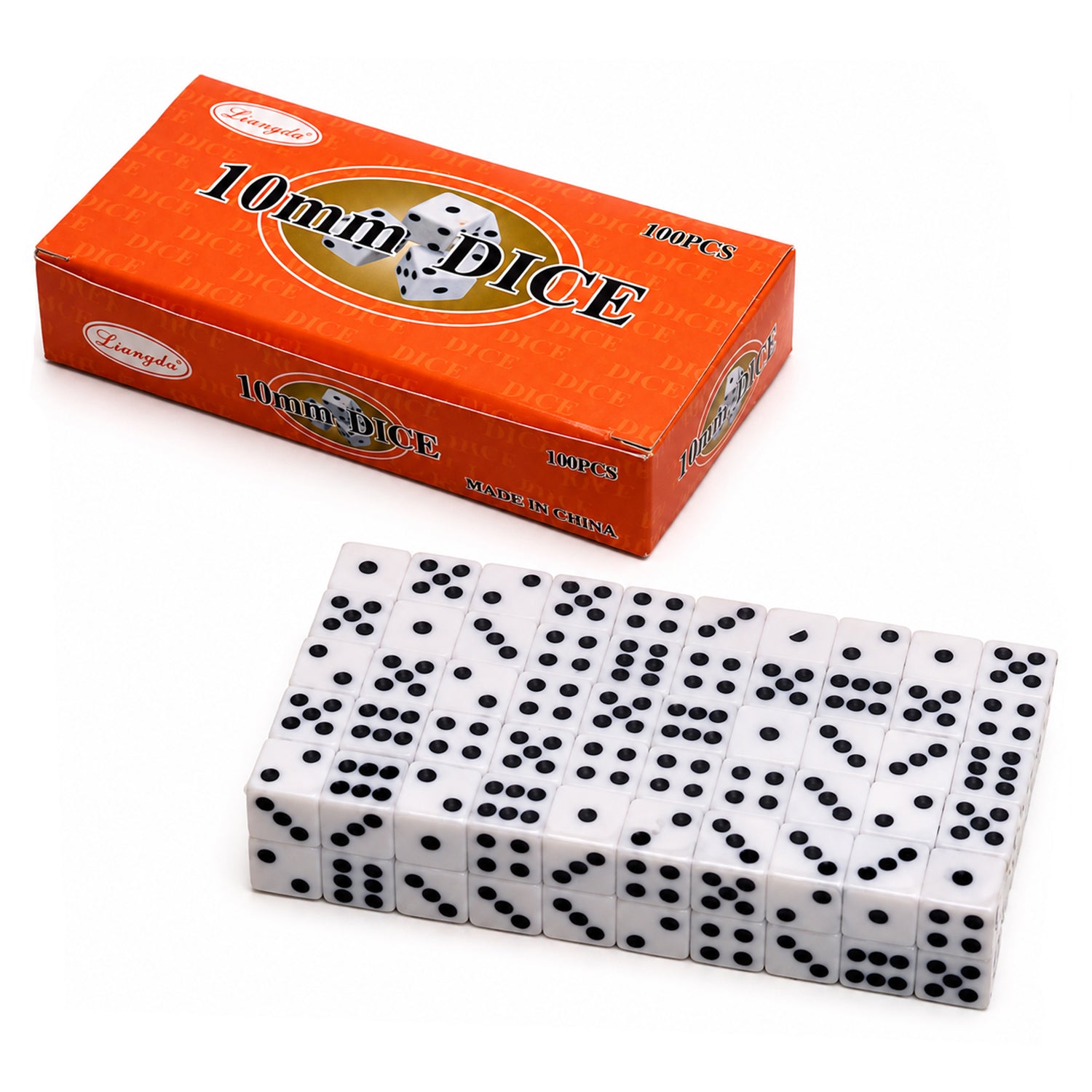 Dice Set, Black & White, 10MM, School and Office Essential, Model 10#