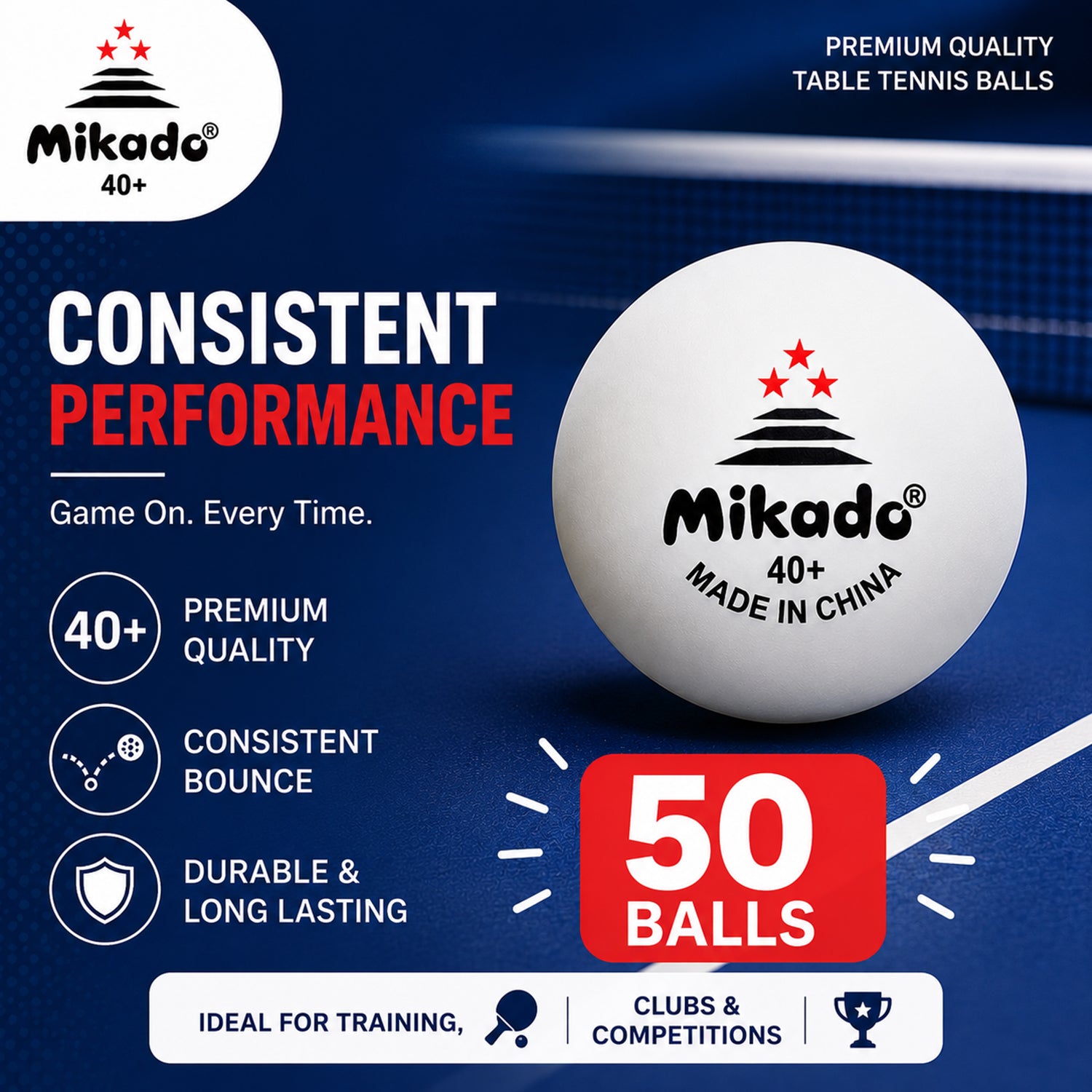 40+ Table Tennis Balls, 50 White Ping Pong Balls For Training
