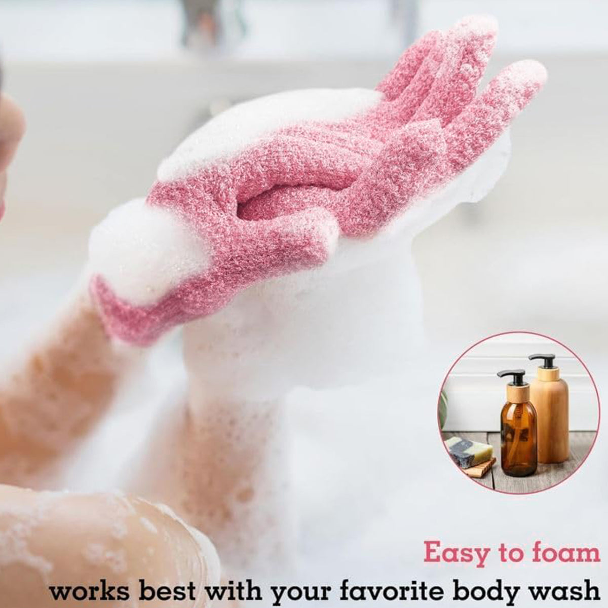 Exfoliating Body Scrub Gloves, Improves Circulation & Skin for Everyday Use