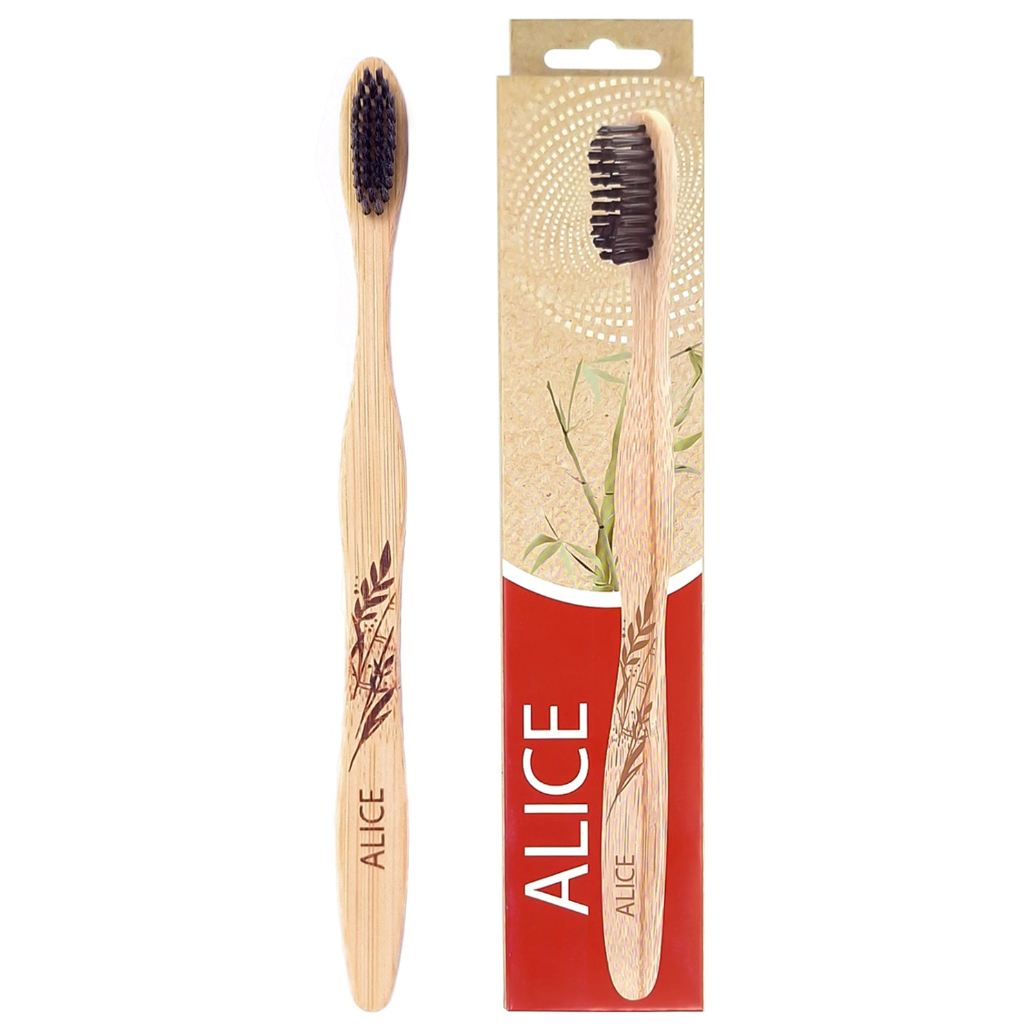 Bamboo Charcoal Toothbrush, Natural Bamboo Handle, Eco Friendly, Clean Care