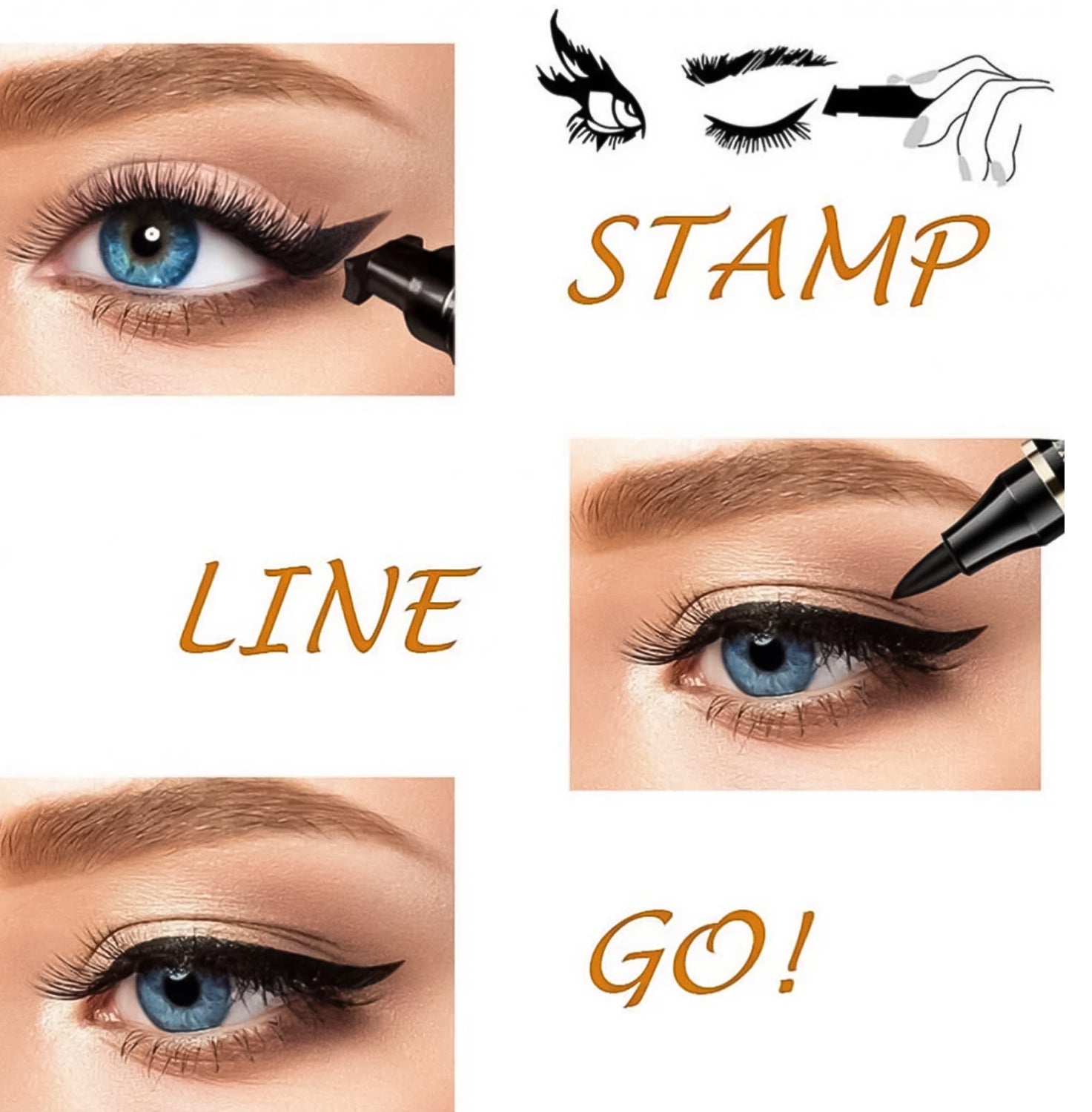 Liquid Eyeliner, Eyeliner Stamp Pen, Fine Tip & Long, Model RB-EL0965
