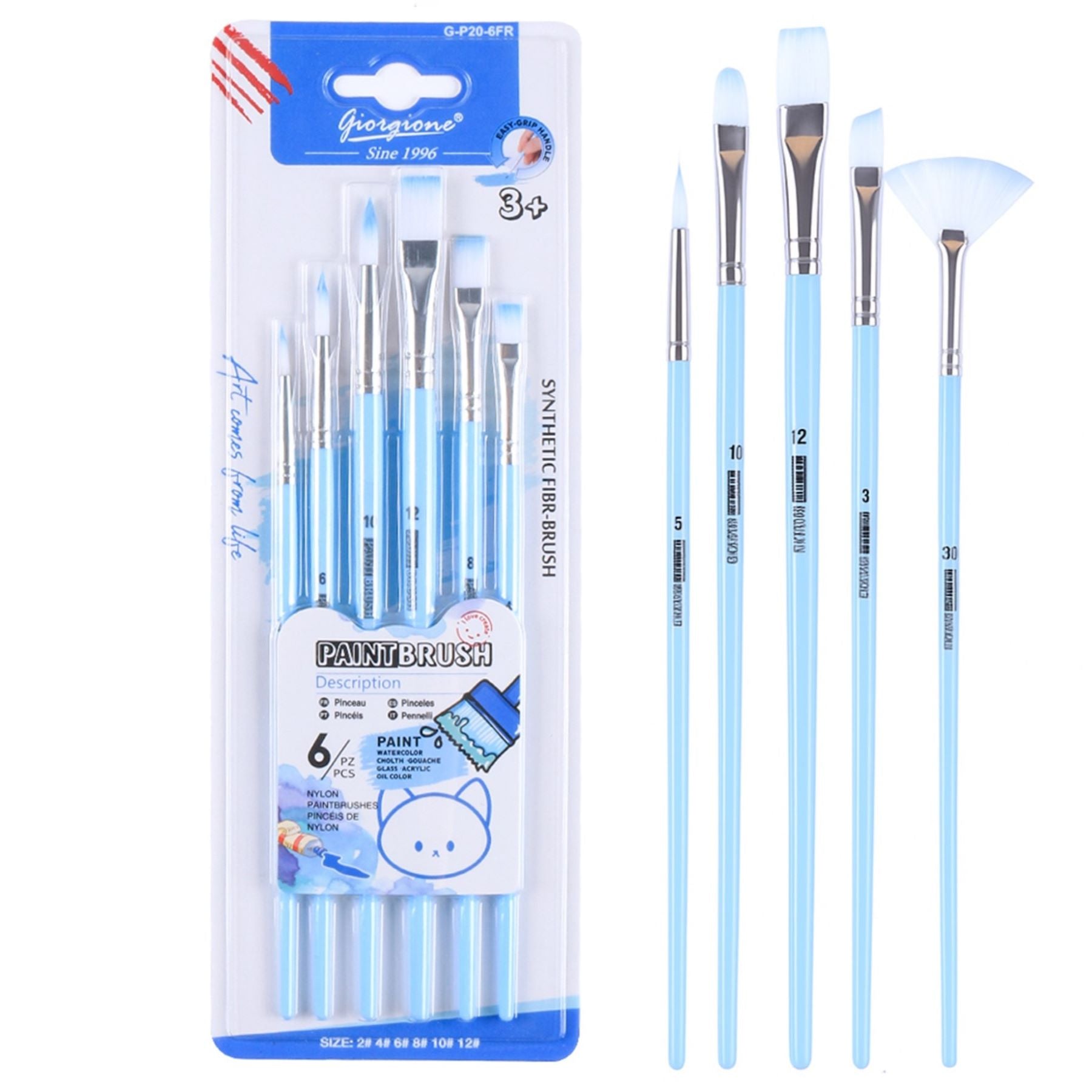 Paint Brush Set, Multi-Shape Brushes, Acrylic, Watercolor for Daily Routine