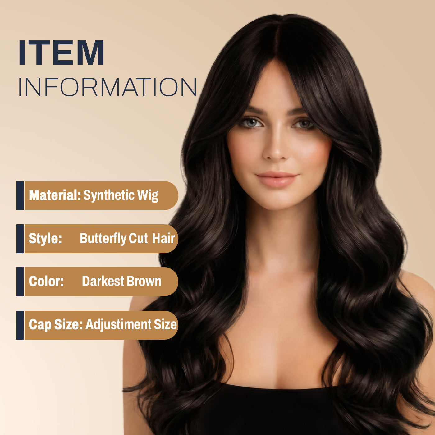 Natural Look Hair Wig, 60 CM Length, Breathable Cap Design