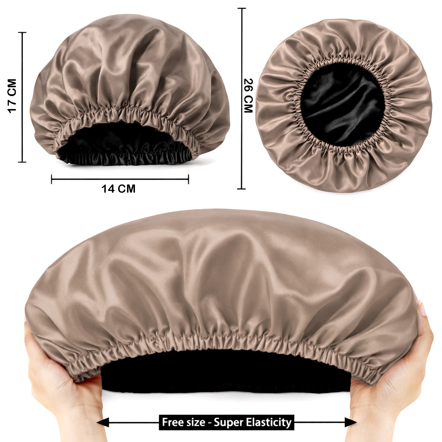 Hair Bonnet, Double Layer Satin Design, Anti-Frizz Sleeping Cap, Clean Care