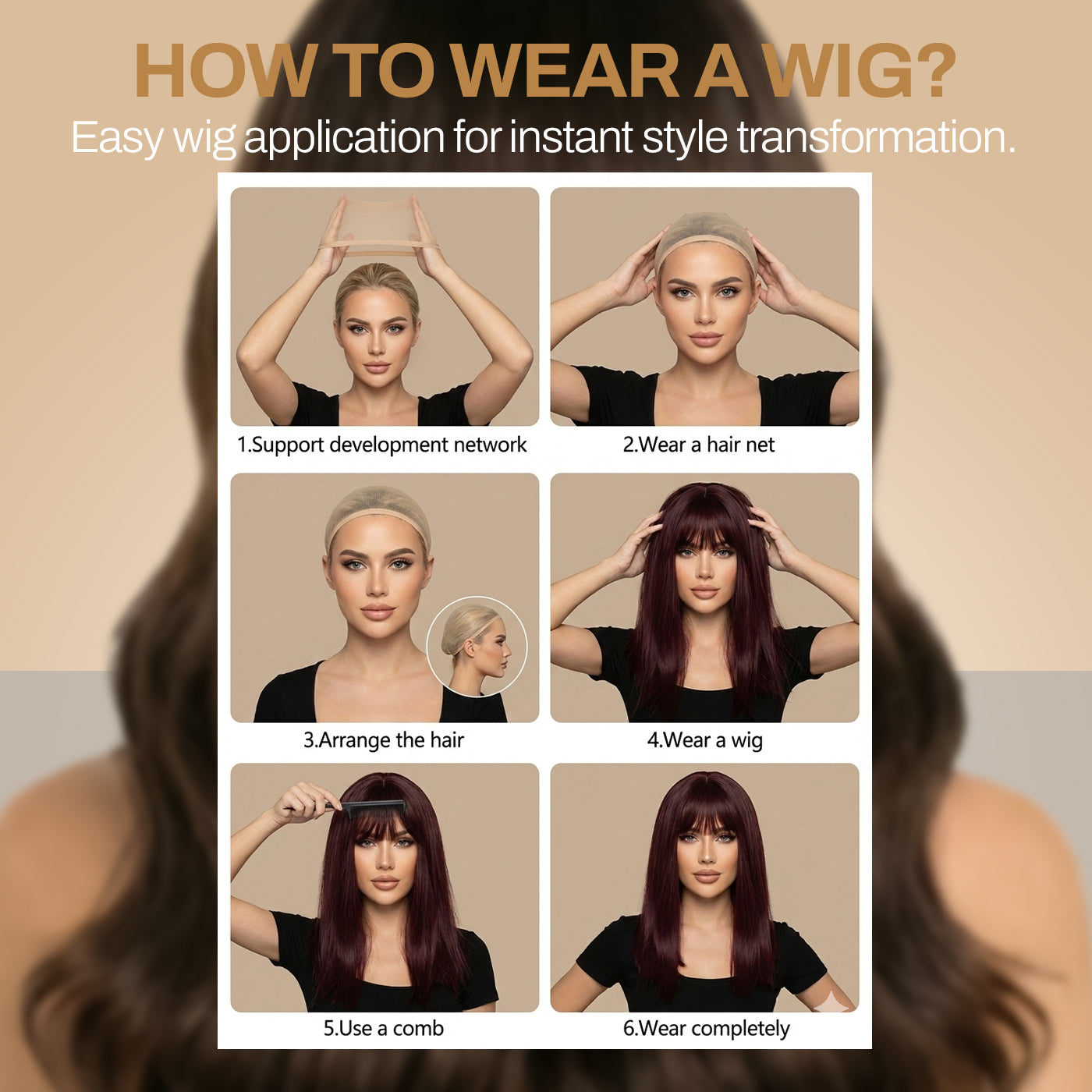 Natural Look Hair Wig, 60 CM Length, Breathable Cap Design