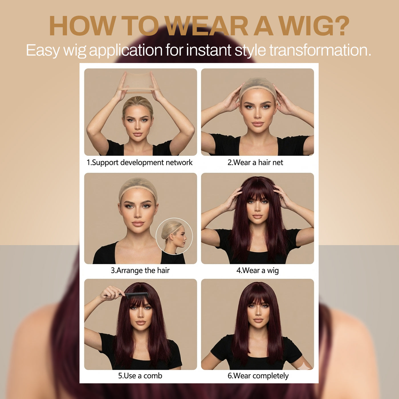 Natural Look Hair Wig, 60 CM Length, Breathable Cap Design