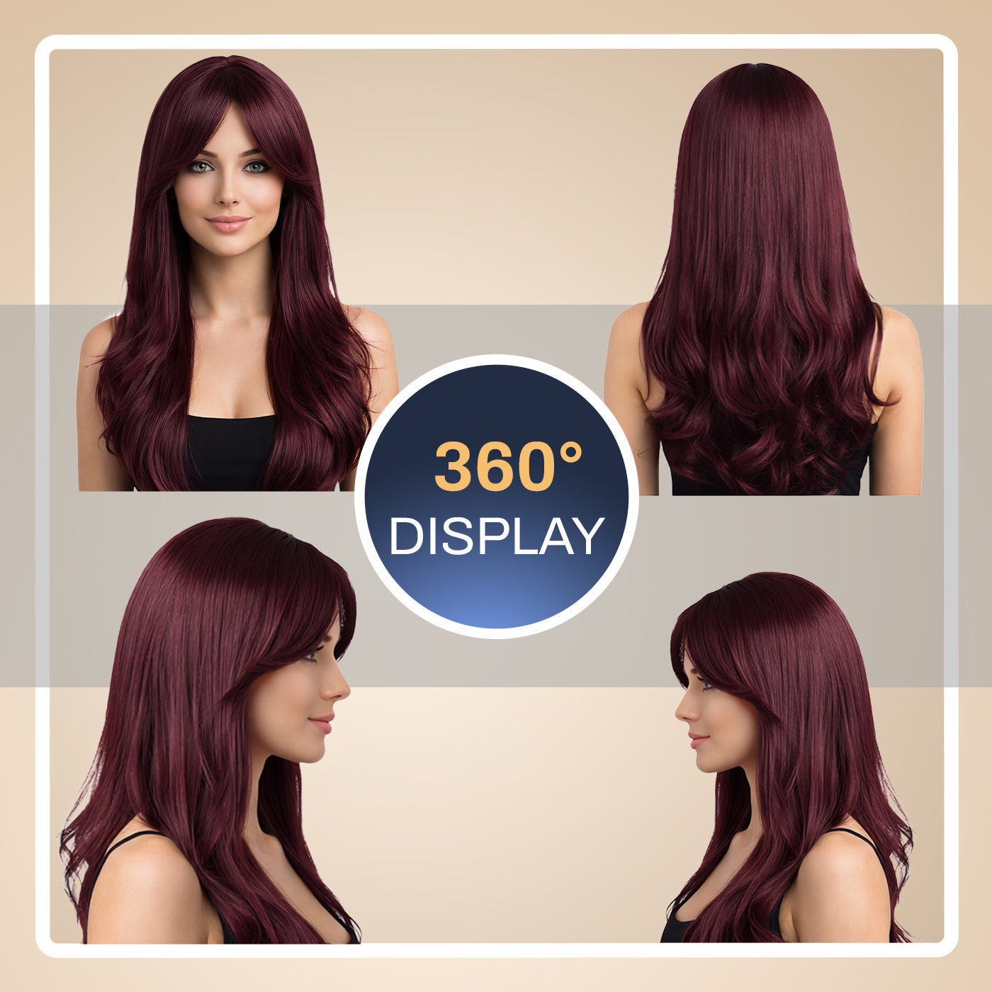 Natural Look Hair Wig, 60 CM Length, Breathable Cap Design