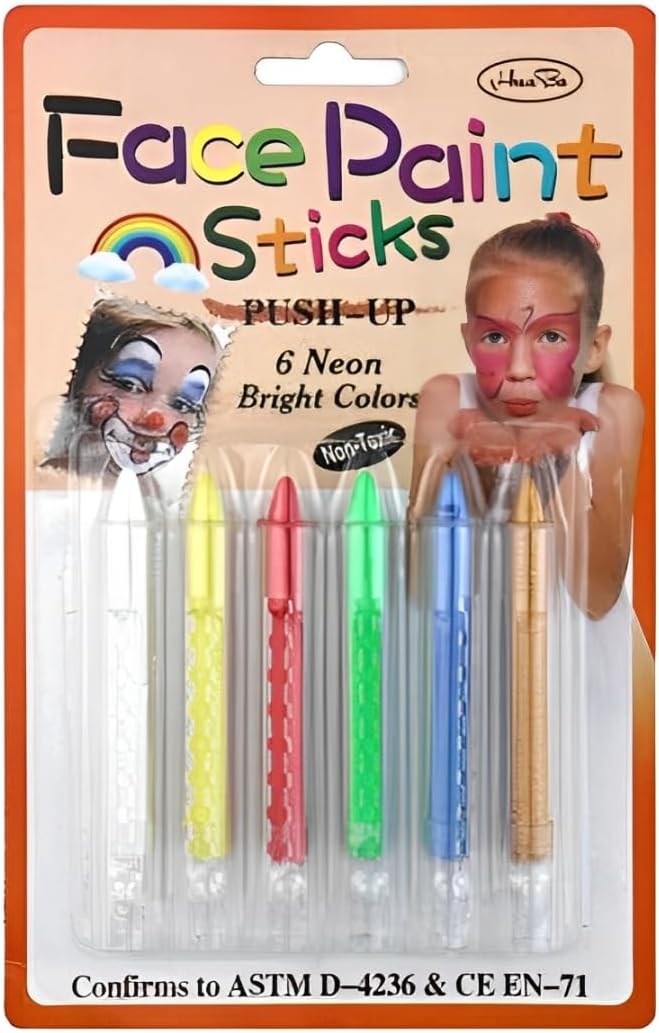 Face Paint Sticks, Neon Bright Colors, Halloween Makeup Set For, Clean Care