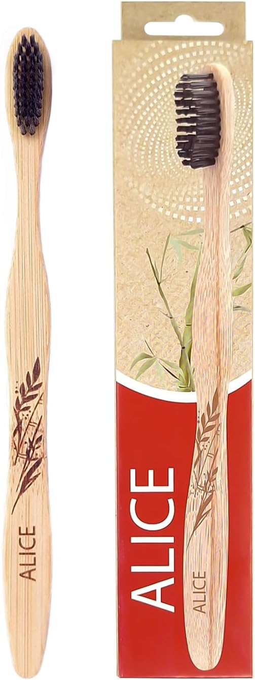 Bamboo Charcoal Toothbrush, Natural Bamboo Handle, Eco Friendly, Clean Care