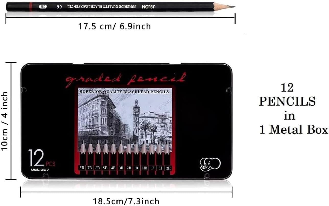 Sketching Set, Set Of 12 PCS, Sketching for School, Office, Model USL.967
