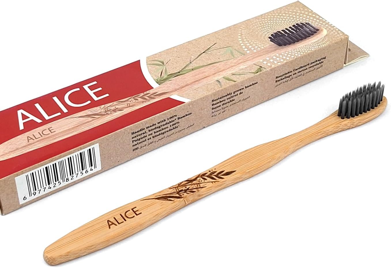 Bamboo Charcoal Toothbrush, Natural Bamboo Handle, Eco Friendly, Clean Care