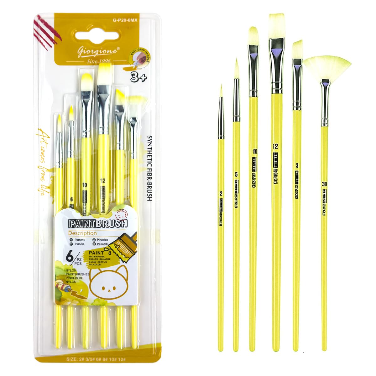 Paint Brush Set, Multi-Shape Brushes, Acrylic, Watercolor for Daily Routine