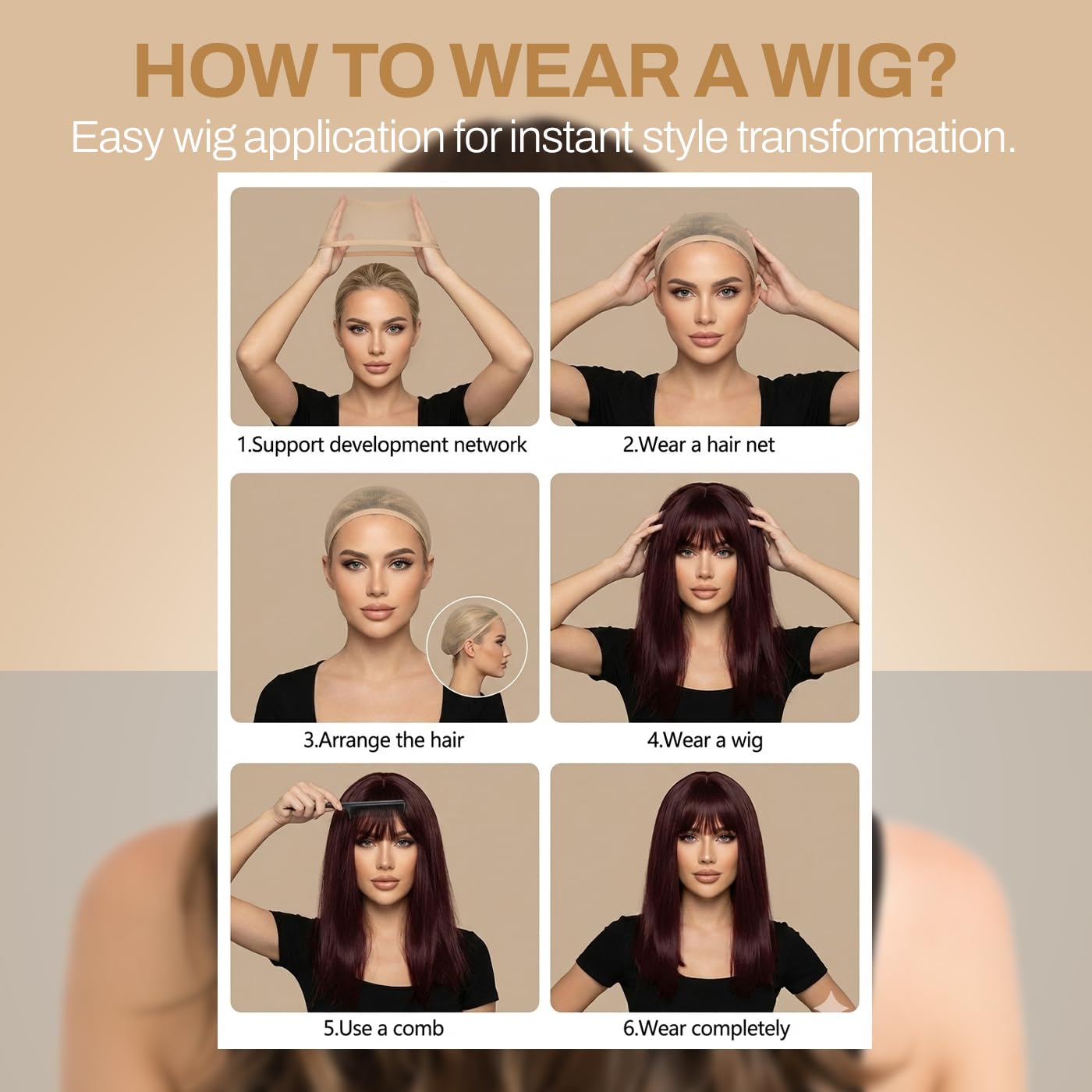 Natural Look Hair Wig, 60 CM Length, Breathable Cap Design