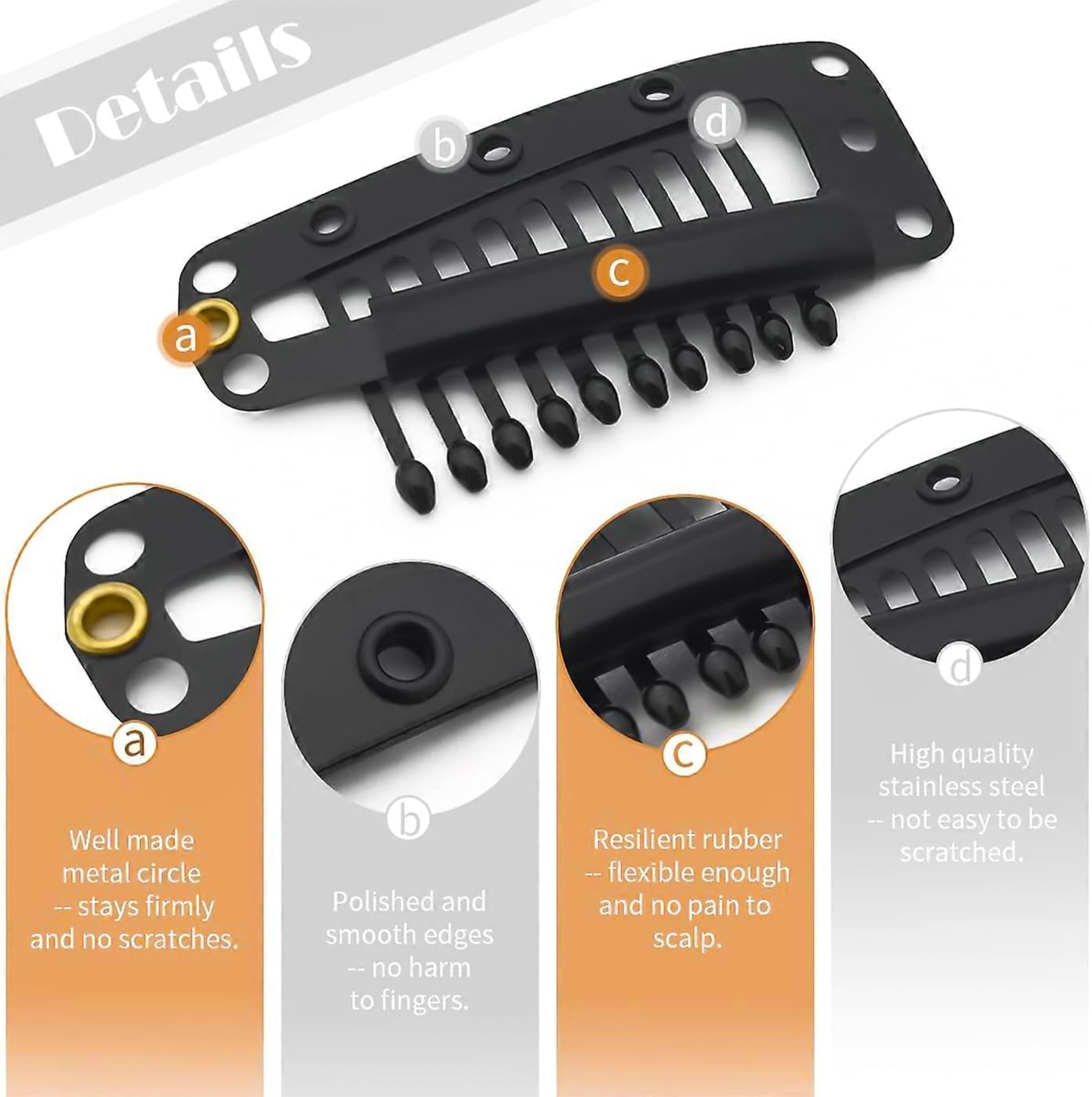 Hair Clips, For Natural Look Hair Wig & Hair Extensions, 3.5CM X 2CM