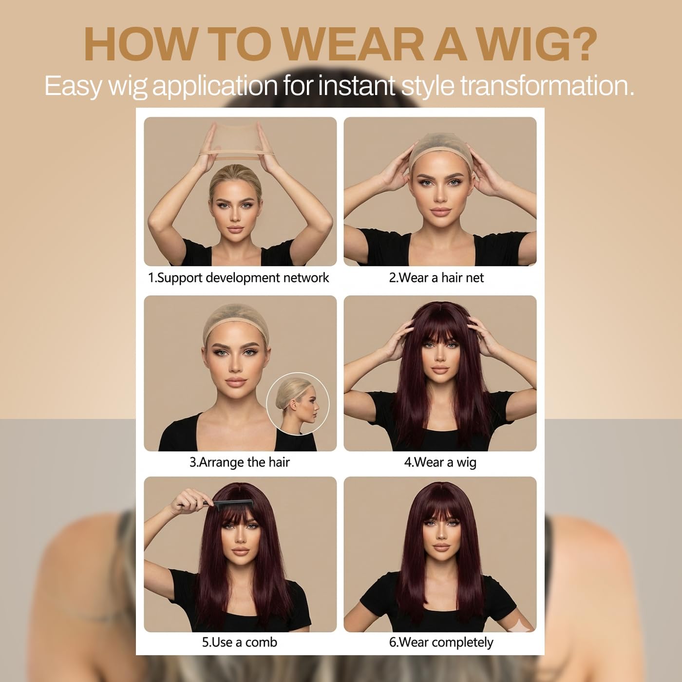 Natural Look Hair Wig, 60 CM Length, Breathable Cap Design