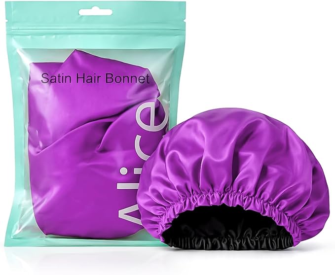 Hair Bonnet, Double Layer Satin Design, Anti-Frizz Sleeping Cap, Clean Care