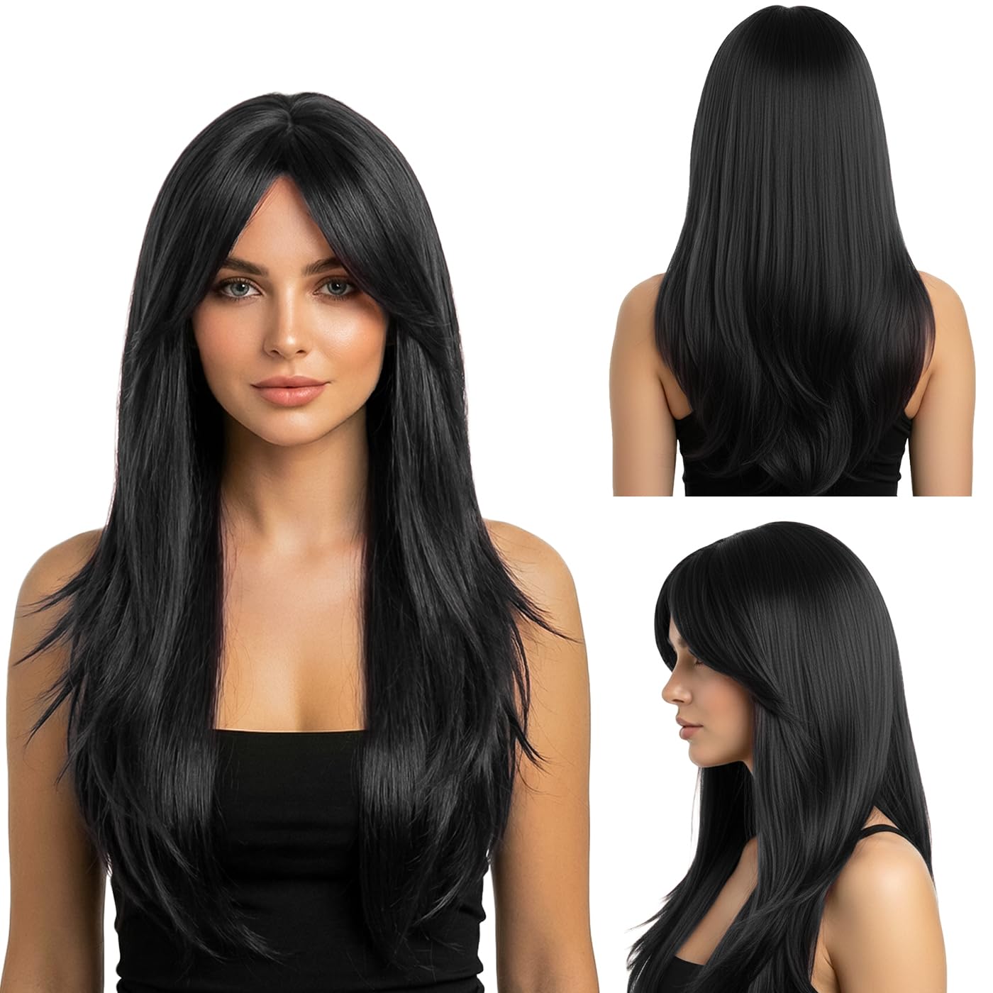 Natural Look Hair Wig, 60 CM Length, Breathable Cap Design, Model JW56