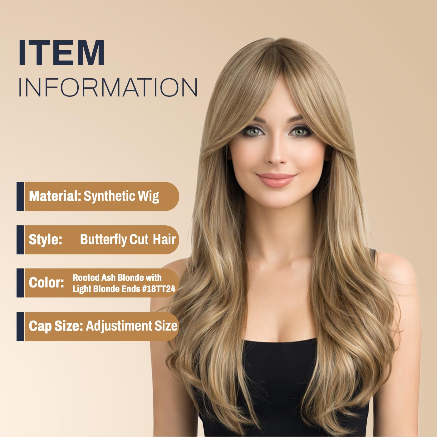 Natural Look Hair Wig, 60 CM Length, Breathable Cap Design