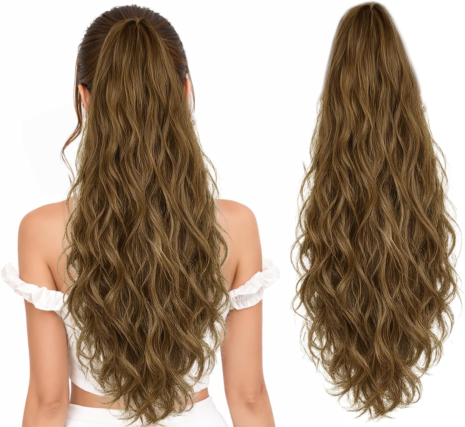 Ponytail Extension, 60 CM, Claw Clip Synthetic Hairpiece, Model JW250