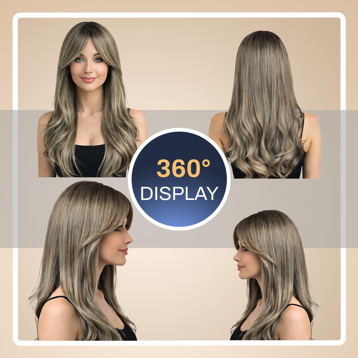 Natural Look Hair Wig, 60 CM Length, Breathable Cap Design