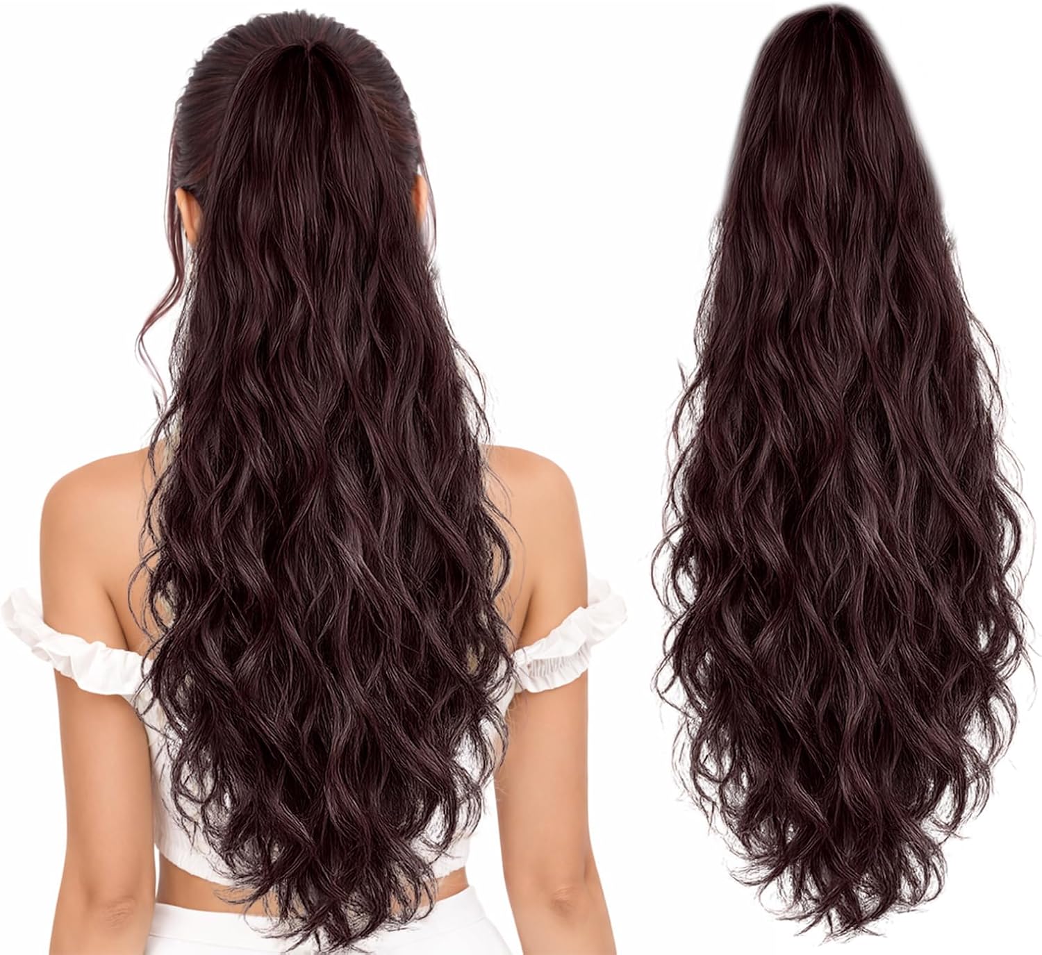 Ponytail Extension, 60 CM, Claw Clip Synthetic Hairpiece, Model JW250