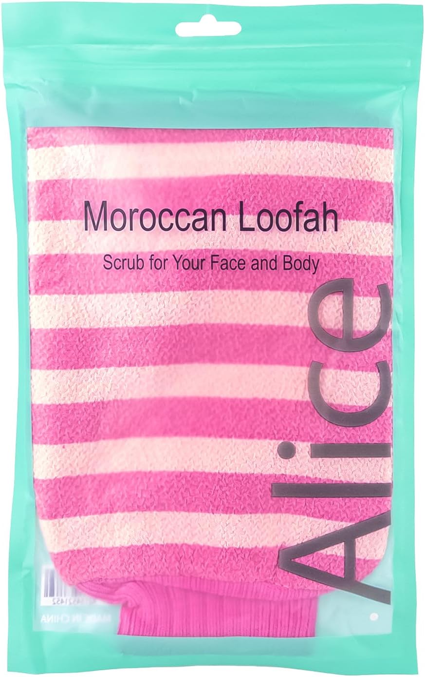 Exfoliating Body Scrub Gloves, Loofah, Premium Moroccan Loofah for Easy Kit