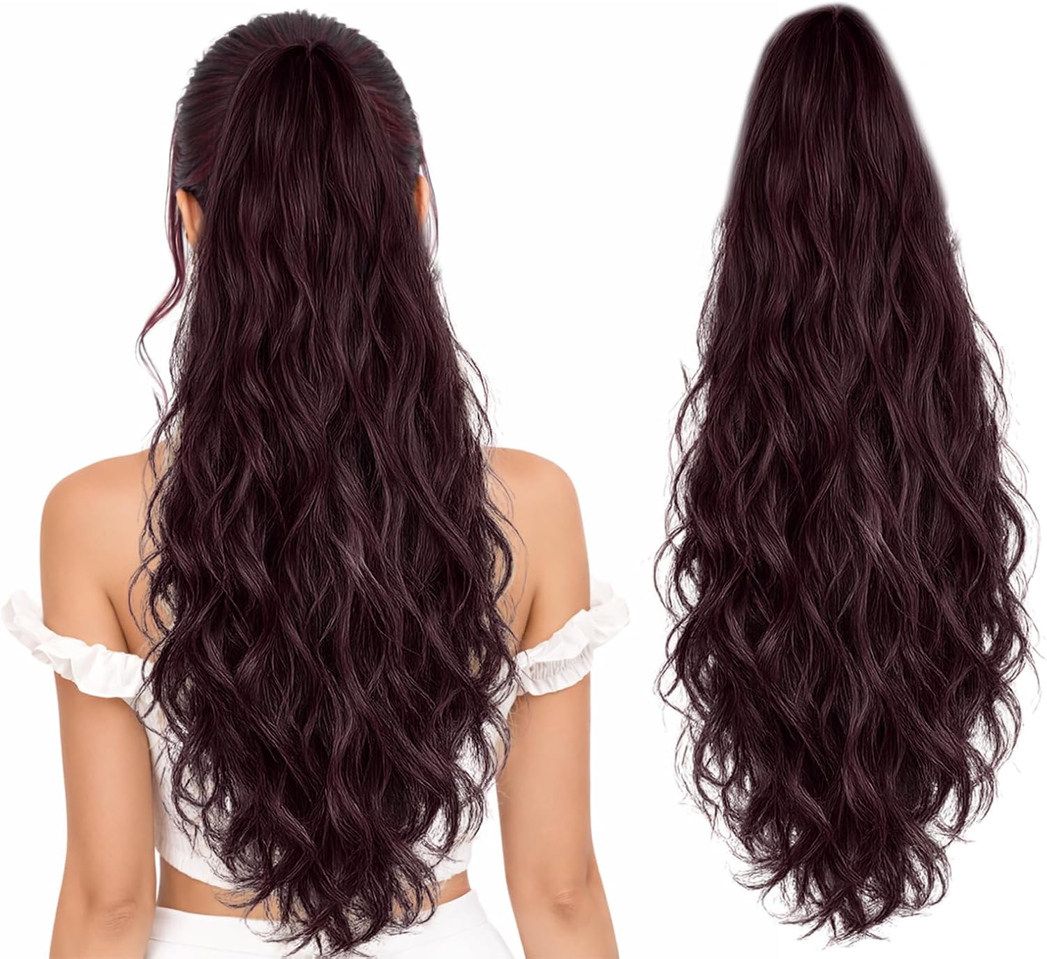Ponytail Extension, 60 CM, Claw Clip Synthetic Hairpiece, Model JW250
