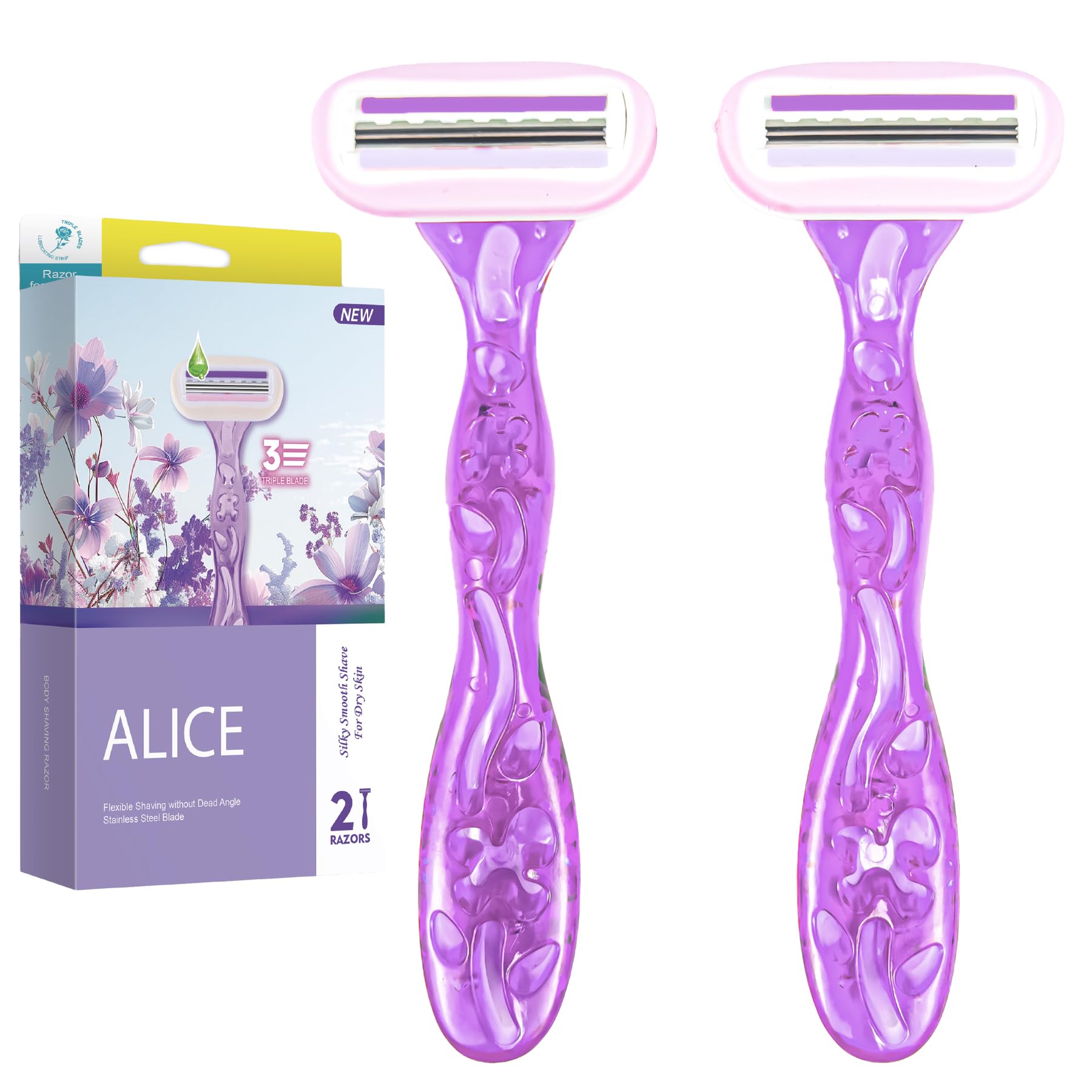 Hair Removal Razor, Triple Stainless Steel Blades, Flexible Head, Clean Kit