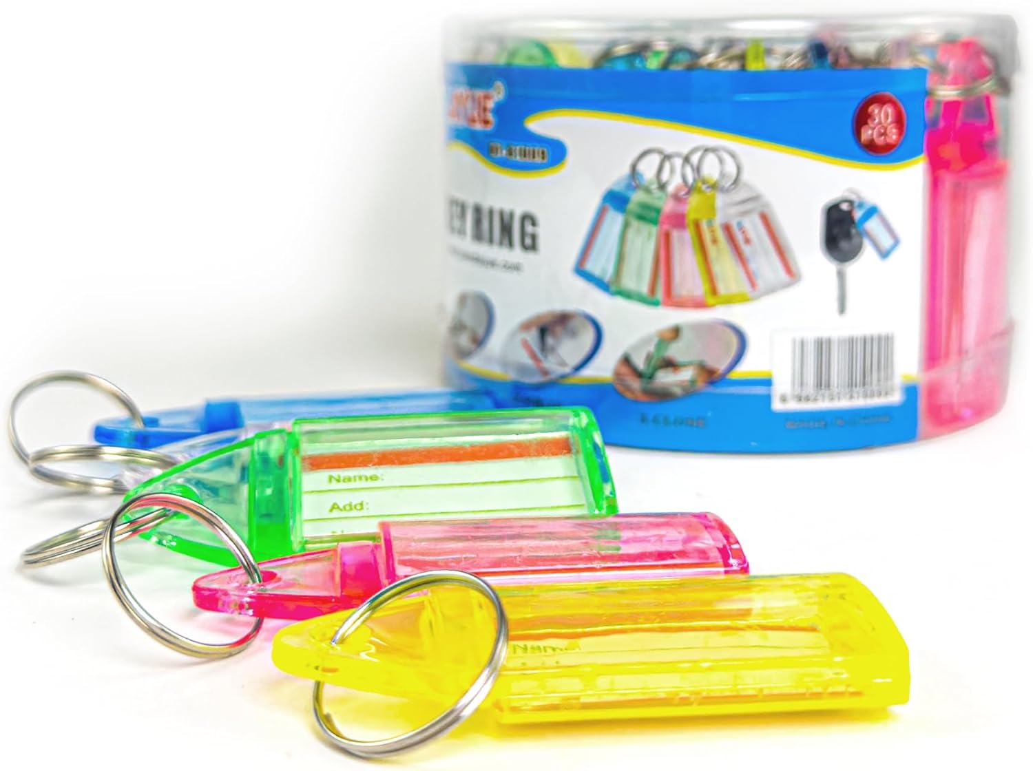 Labels, Key Rings, Set Of 30 Plastic Keychain Split Rings, Model DY-B1009
